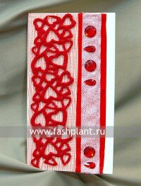 Открытка ручной работы с сердечками № 373